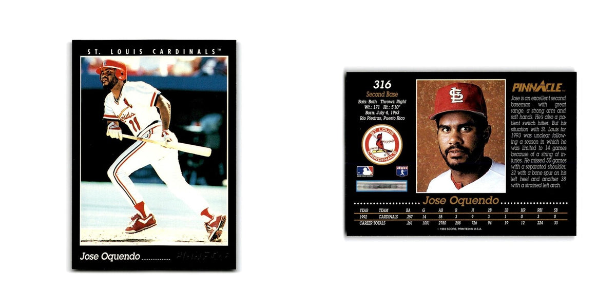 Jose Oquendo 1993 Pinnacle #316 St. Louis Cardinals Baseball Card NM