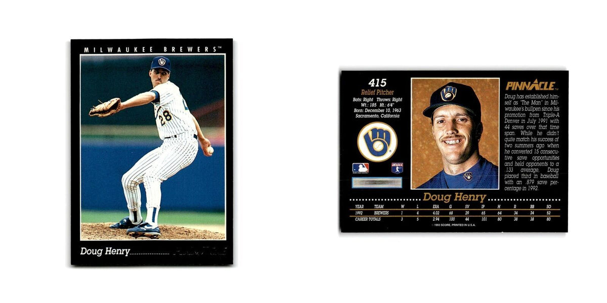 Doug Henry 1993 Pinnacle #415 Milwaukee Brewers Baseball Card NM