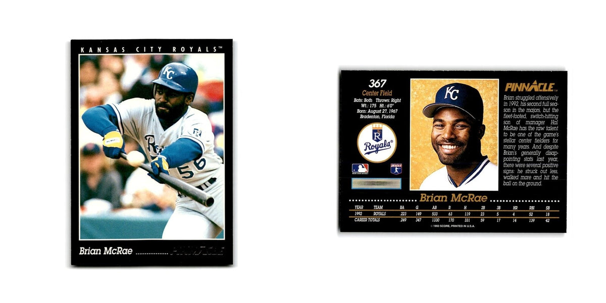 Brian McRae 1993 Pinnacle #367 Kansas City Royals Baseball Card NM