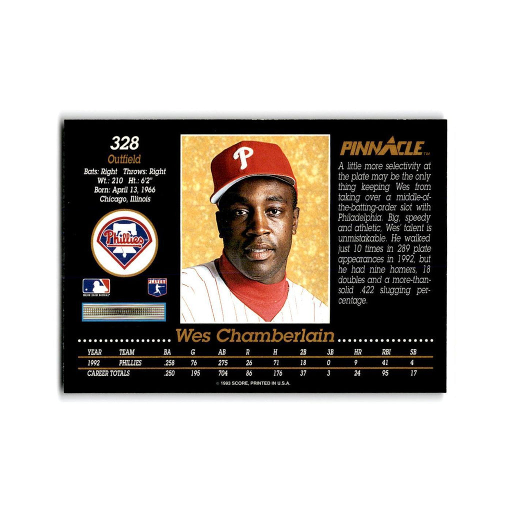 Wes Chamberlain 1993 Pinnacle #328 Philadelphia Phillies Baseball Card NM