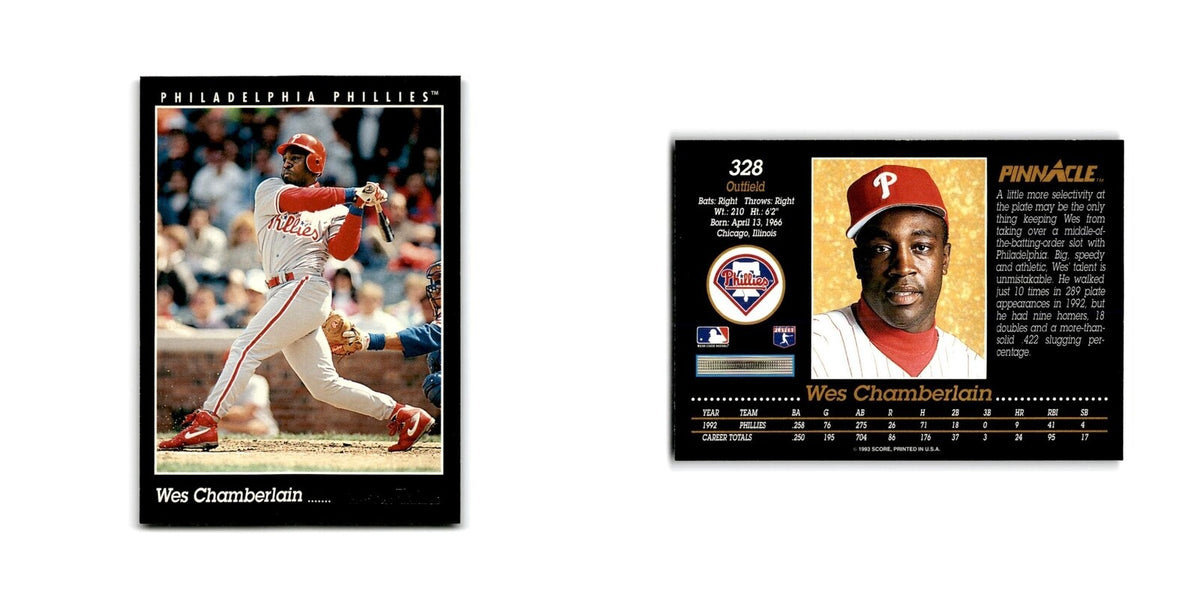 Wes Chamberlain 1993 Pinnacle #328 Philadelphia Phillies Baseball Card NM