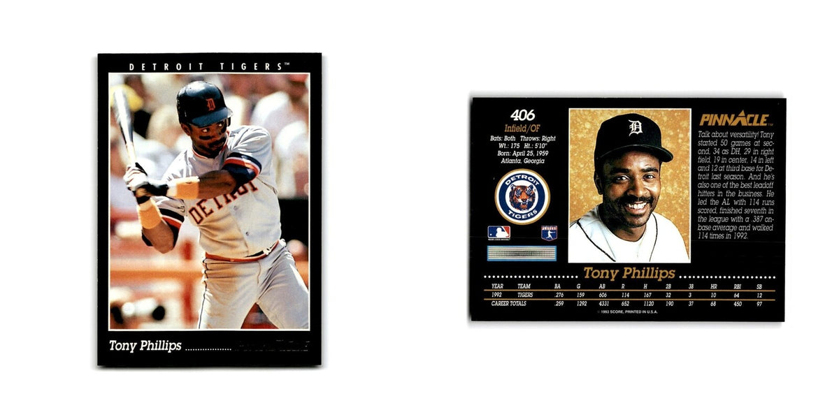 Tony Phillips 1993 Pinnacle #406 Detroit Tigers Baseball Card NM