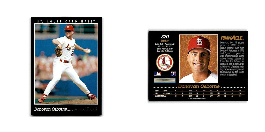 Donovan Osborne 1993 Pinnacle #370 St. Louis Cardinals Baseball Card NM