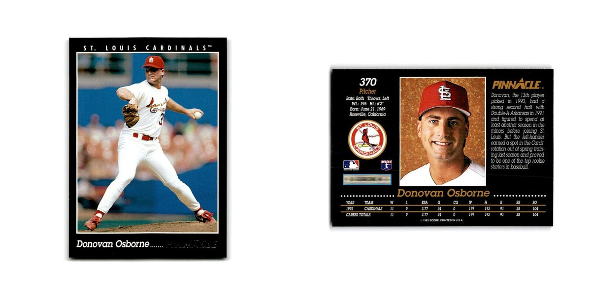 Donovan Osborne 1993 Pinnacle #370 St. Louis Cardinals Baseball Card NM