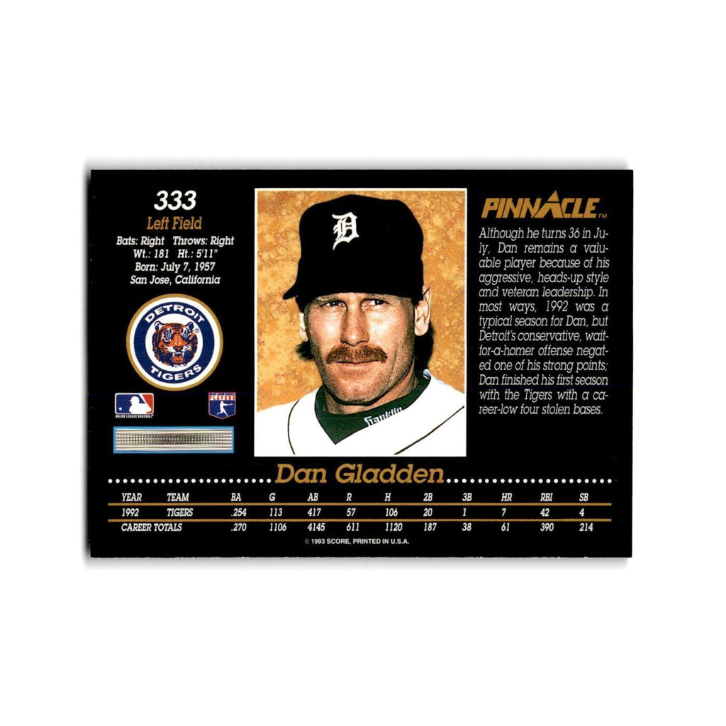 Dan Gladden 1993 Pinnacle #333 Detroit Tigers Baseball Card NM