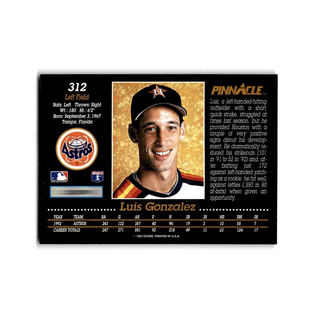 Luis Gonzalez 1993 Pinnacle #312 Houston Astros Baseball Card NM