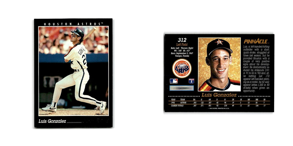 Luis Gonzalez 1993 Pinnacle #312 Houston Astros Baseball Card NM