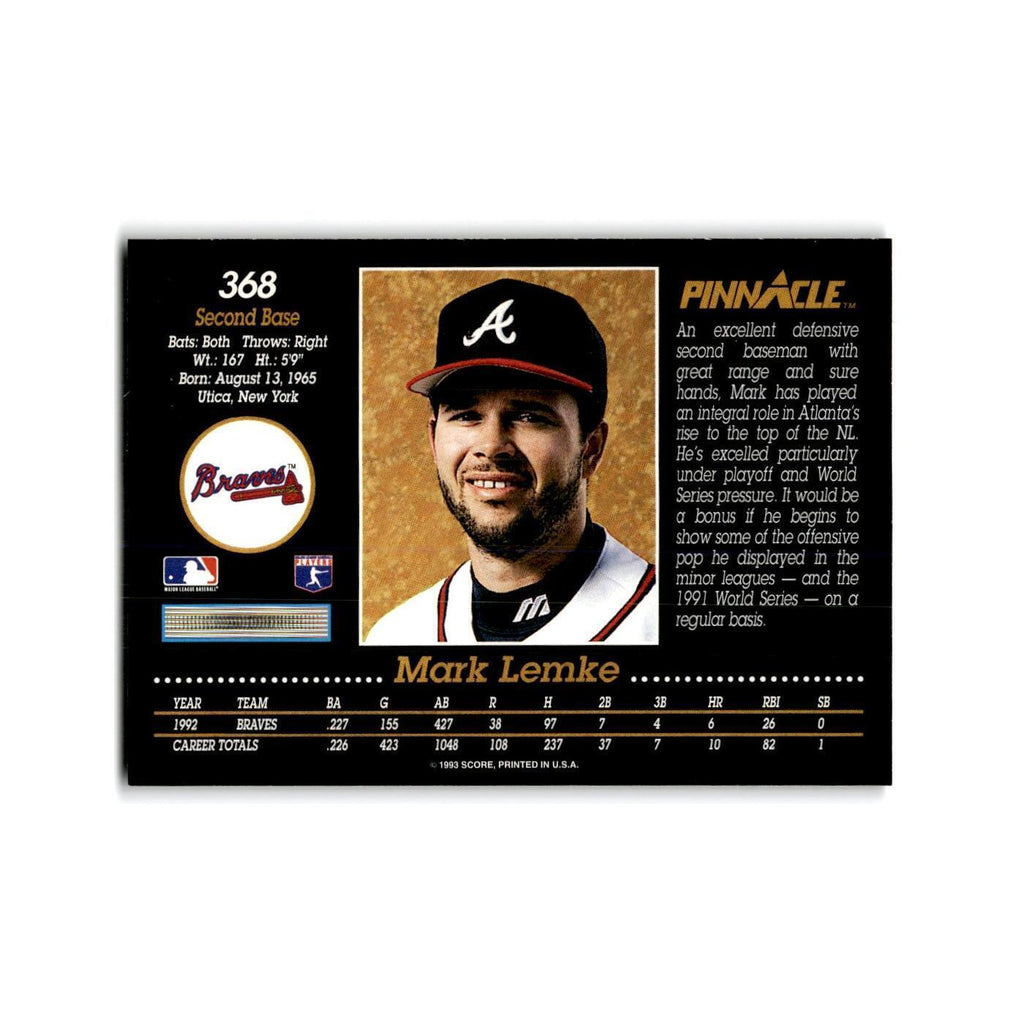 Mark Lemke 1993 Pinnacle #368 Atlanta Braves Baseball Card NM