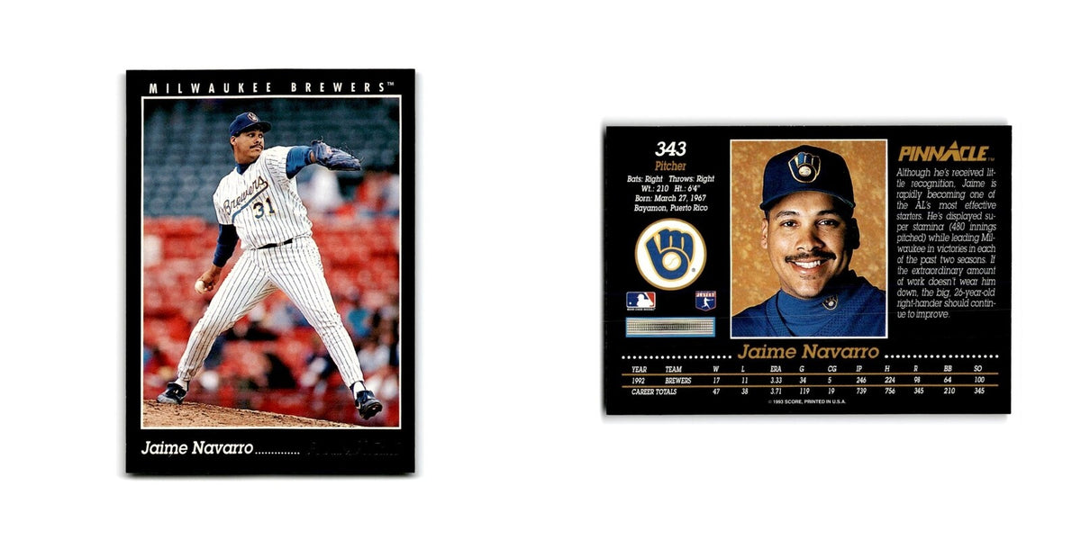 Jaime Navarro 1993 Pinnacle #343 Milwaukee Brewers Baseball Card NM