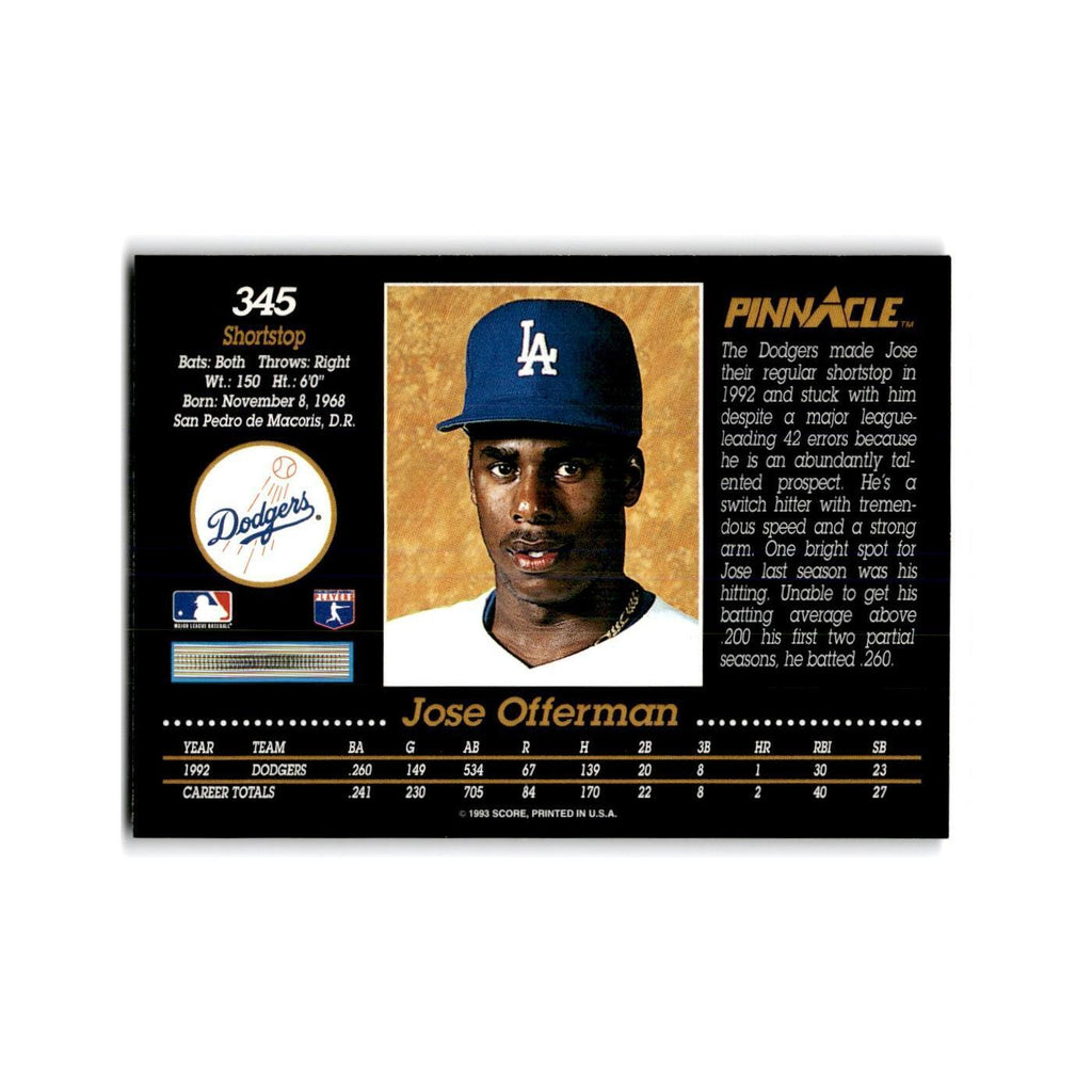 Jose Offerman 1993 Pinnacle #345 Los Angeles Dodgers Baseball Card NM