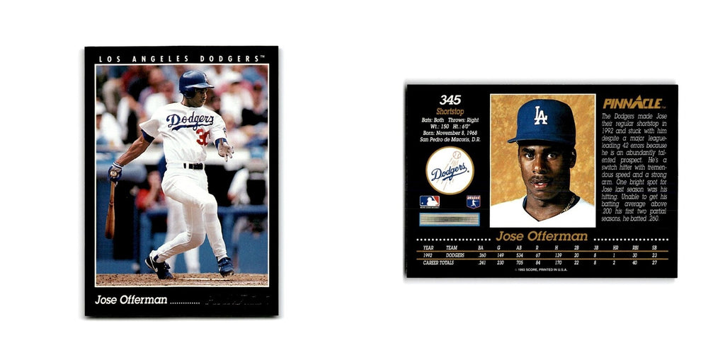 Jose Offerman 1993 Pinnacle #345 Los Angeles Dodgers Baseball Card NM