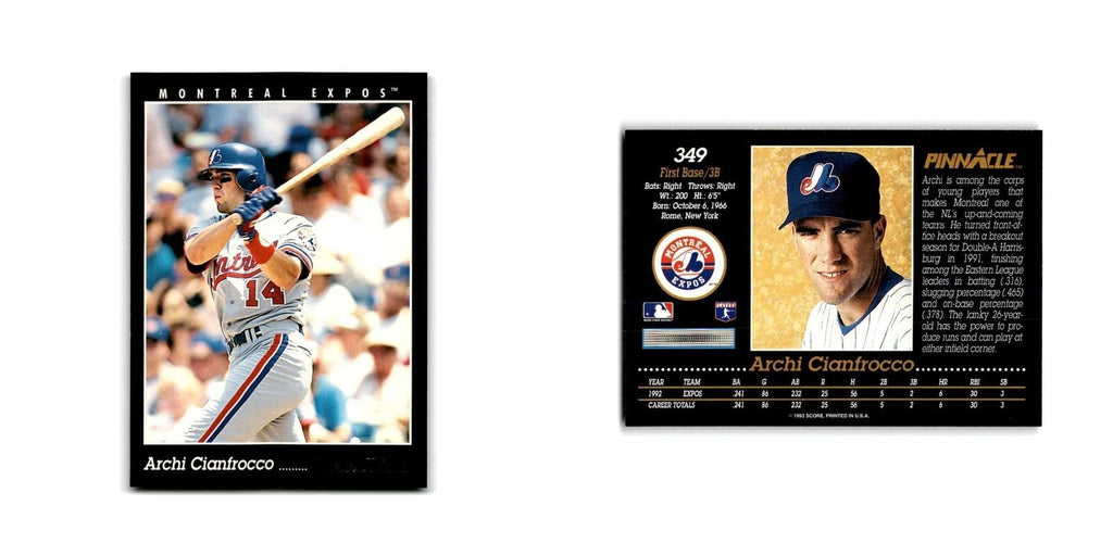 Archi Cianfrocco 1993 Pinnacle #349 Montreal Expos Baseball Card NM