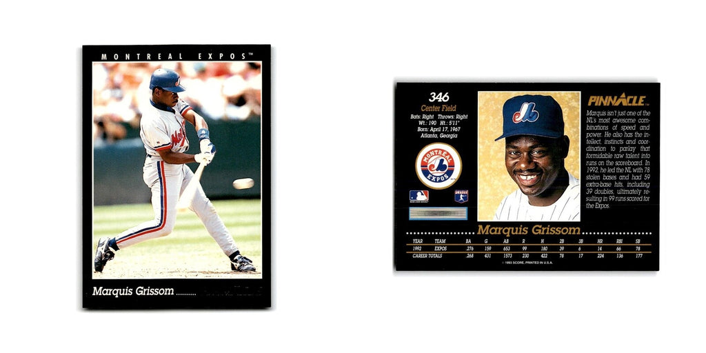 Marquis Grissom 1993 Pinnacle #346 Montreal Expos Baseball Card NM