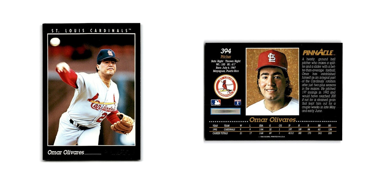 Omar Olivares 1993 Pinnacle #394 St. Louis Cardinals Baseball Card NM