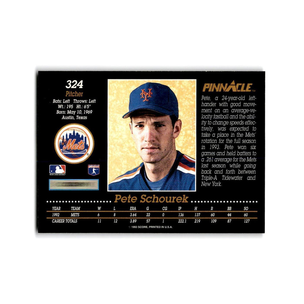 Pete Schourek 1993 Pinnacle #324 New York Mets Baseball Card NM