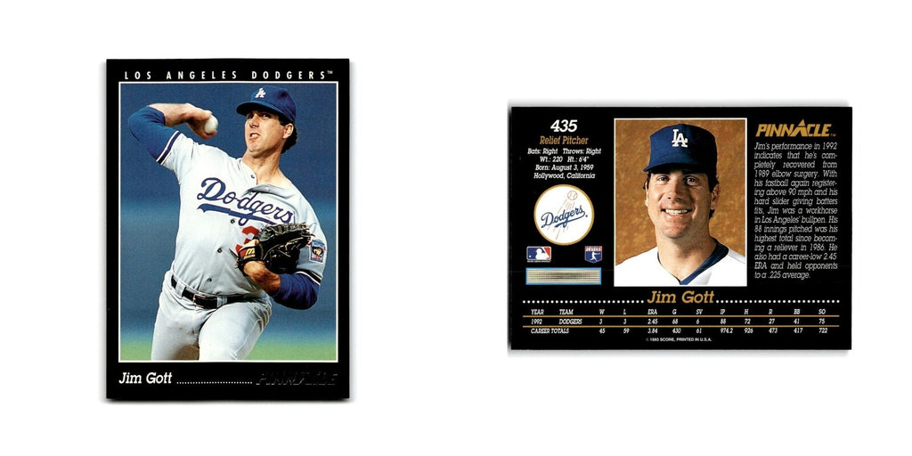Jim Gott 1993 Pinnacle #435 Los Angeles Dodgers Baseball Card NM