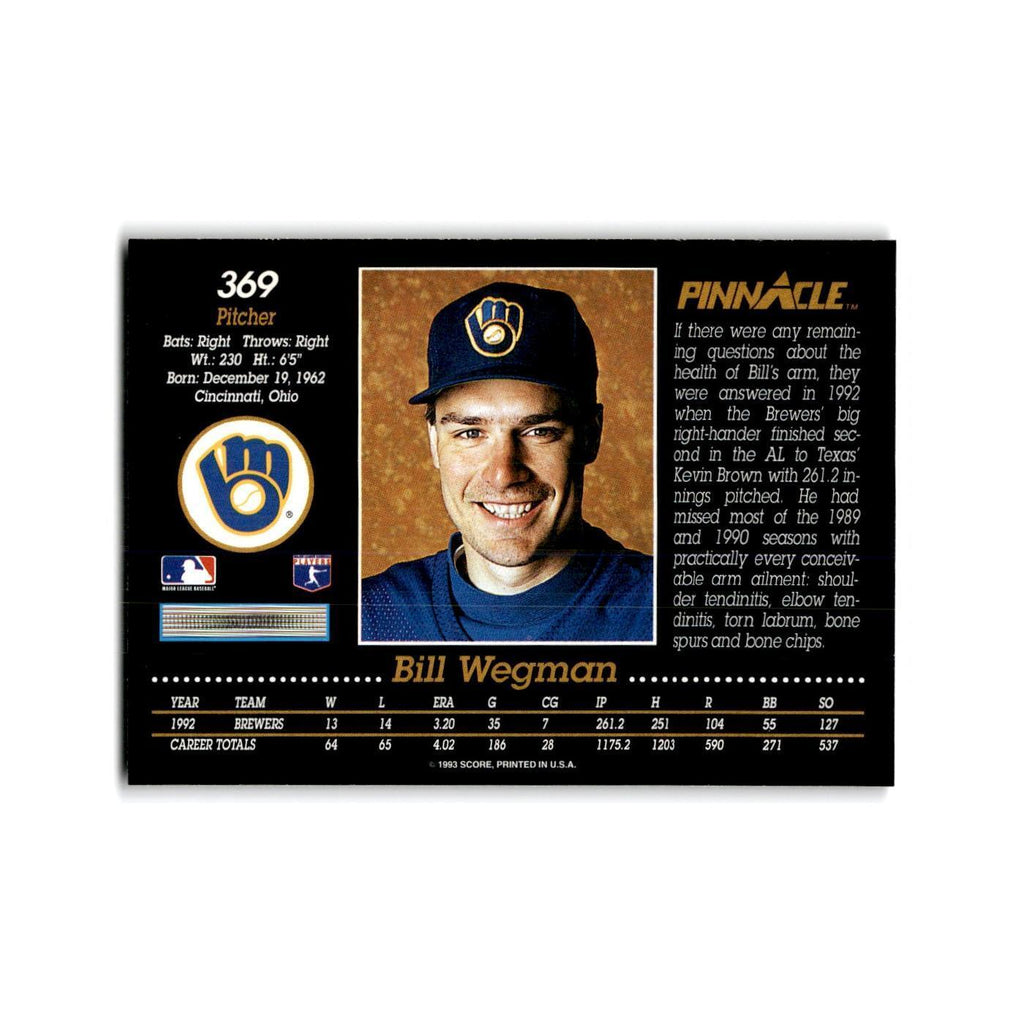 Bill Wegman 1993 Pinnacle #369 Milwaukee Brewers Baseball Card NM
