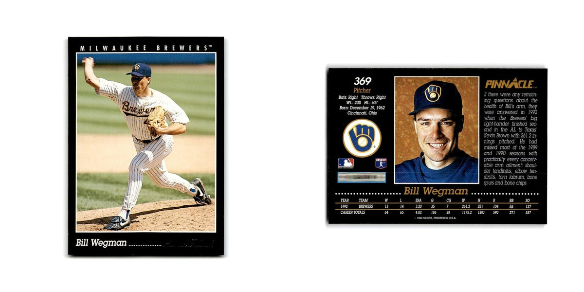 Bill Wegman 1993 Pinnacle #369 Milwaukee Brewers Baseball Card NM