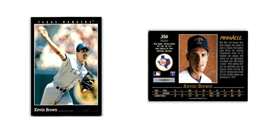 Kevin Brown 1993 Pinnacle #356 Texas Rangers Baseball Card NM