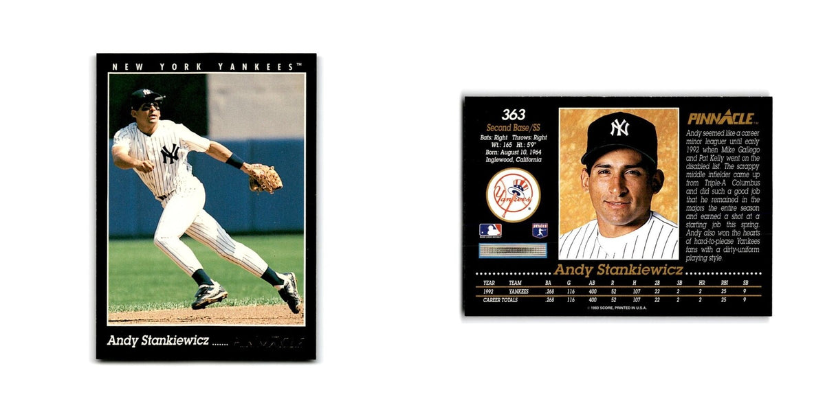 Andy Stankiewicz 1993 Pinnacle #363 New York Yankees Baseball Card NM