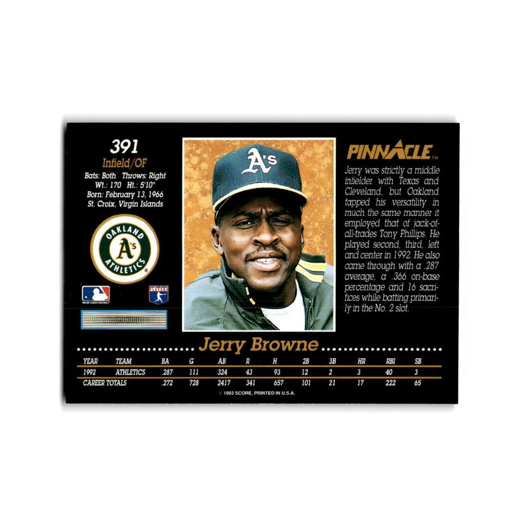 Jerry Browne 1993 Pinnacle #391 Oakland Athletics Baseball Card NM