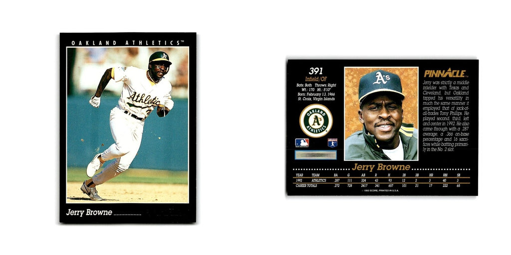 Jerry Browne 1993 Pinnacle #391 Oakland Athletics Baseball Card NM