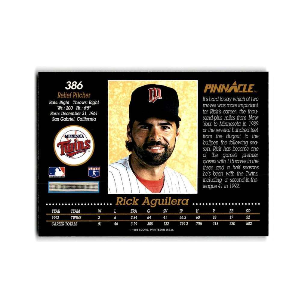 Rick Aguilera 1993 Pinnacle #386 Minnesota Twins Baseball Card NM