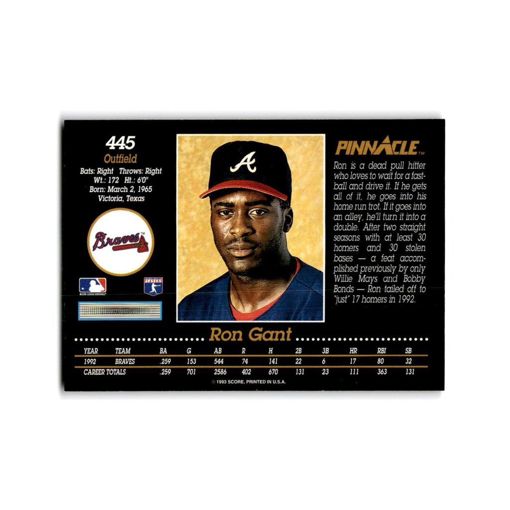 Ron Gant 1993 Pinnacle #445 Atlanta Braves Baseball Card NM