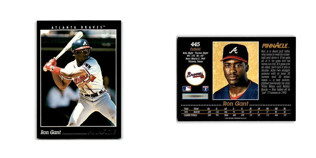Ron Gant 1993 Pinnacle #445 Atlanta Braves Baseball Card NM