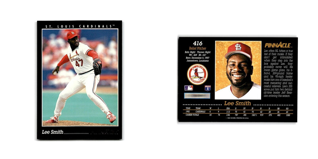 Lee Smith 1993 Pinnacle #416 St. Louis Cardinals Baseball Card NM
