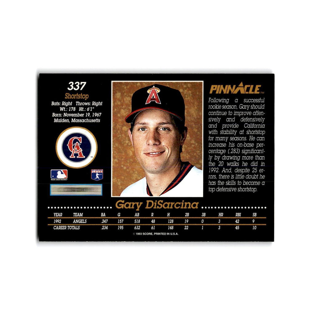 Gary DiSarcina 1993 Pinnacle #337 California Angels Baseball Card NM