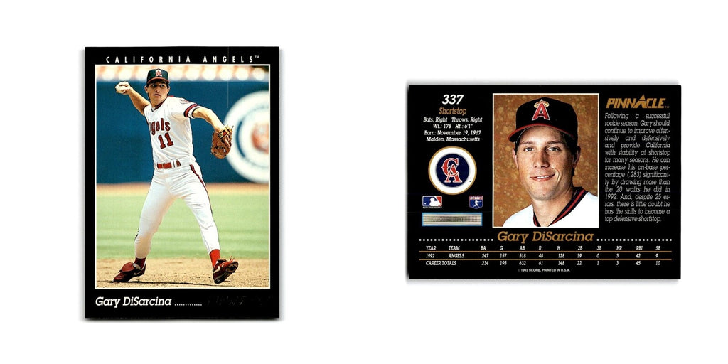 Gary DiSarcina 1993 Pinnacle #337 California Angels Baseball Card NM