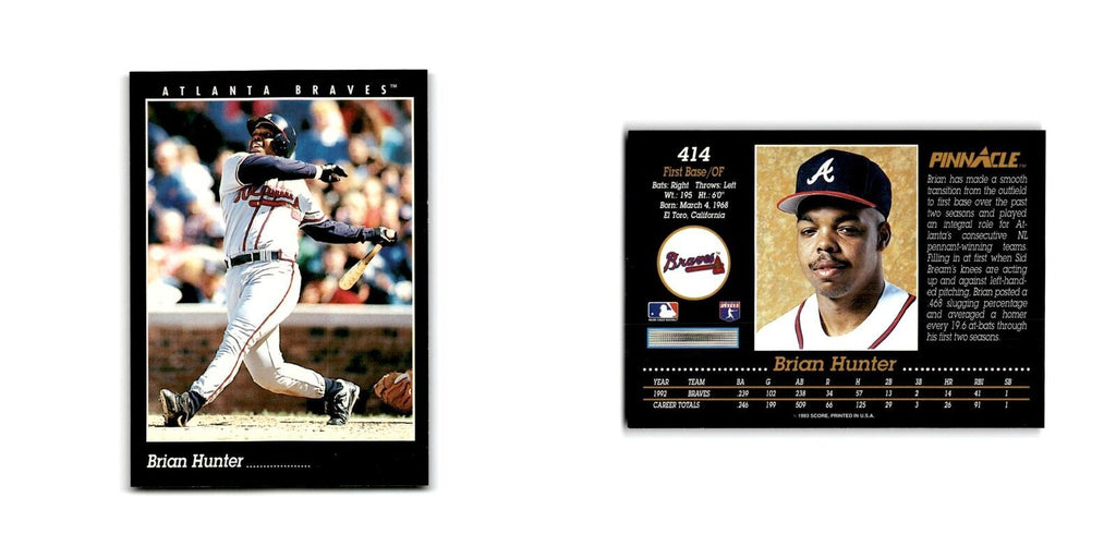 Brian Hunter 1993 Pinnacle #414 Atlanta Braves Baseball Card NM