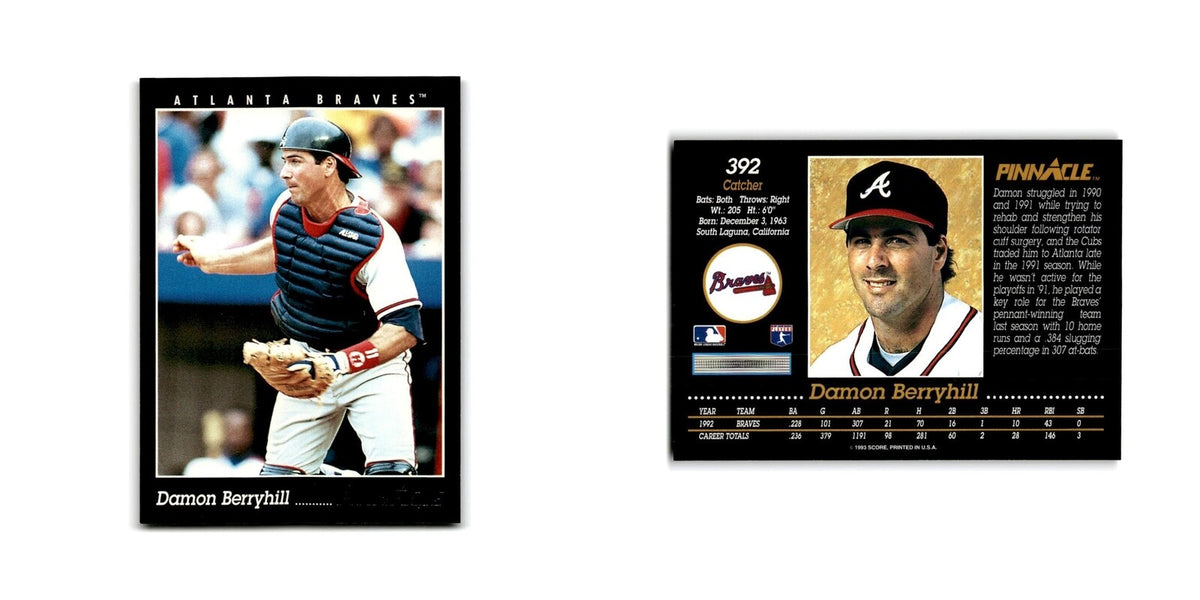 Damon Berryhill 1993 Pinnacle #392 Atlanta Braves Baseball Card NM