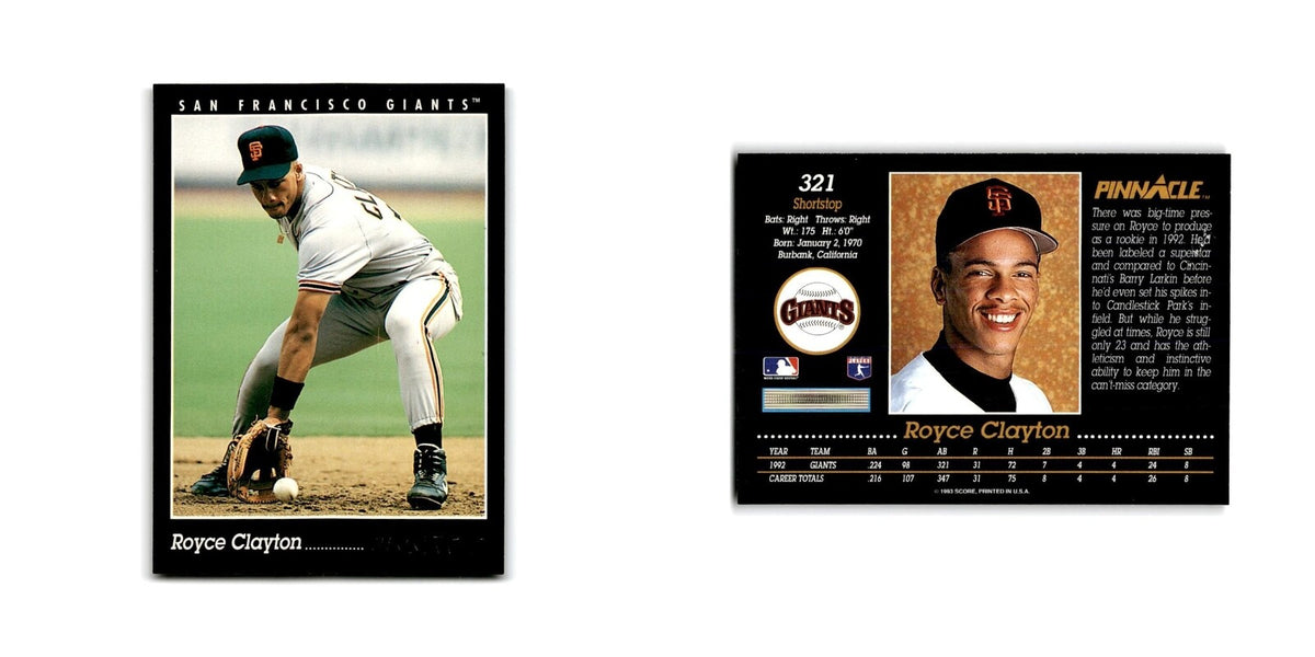 Royce Clayton 1993 Pinnacle #321 San Francisco Giants Baseball Card NM