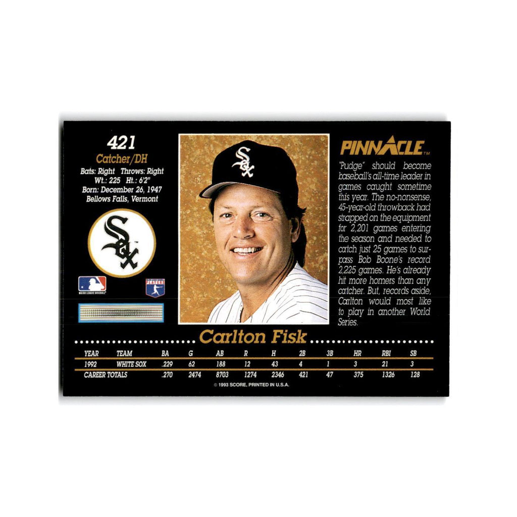 Carlton Fisk 1993 Pinnacle #421 Chicago White Sox Baseball Card NM