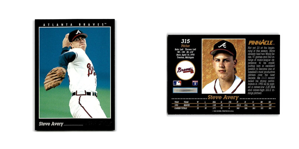 Steve Avery 1993 Pinnacle #315 Atlanta Braves Baseball Card NM