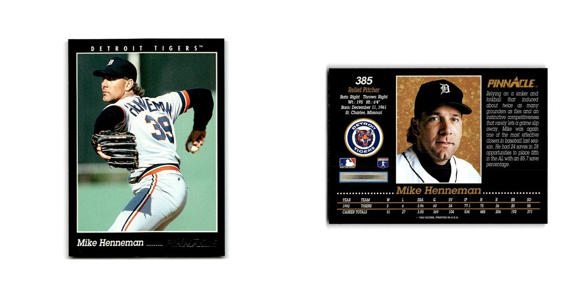 Mike Henneman 1993 Pinnacle #385 Detroit Tigers Baseball Card NM