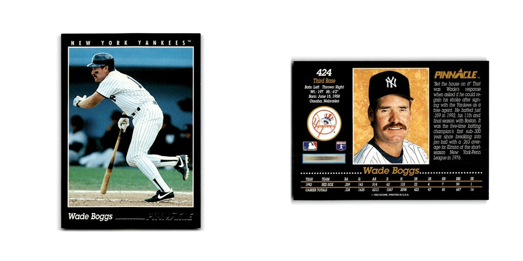 Wade Boggs 1993 Pinnacle #424 New York Yankees Baseball Card NM