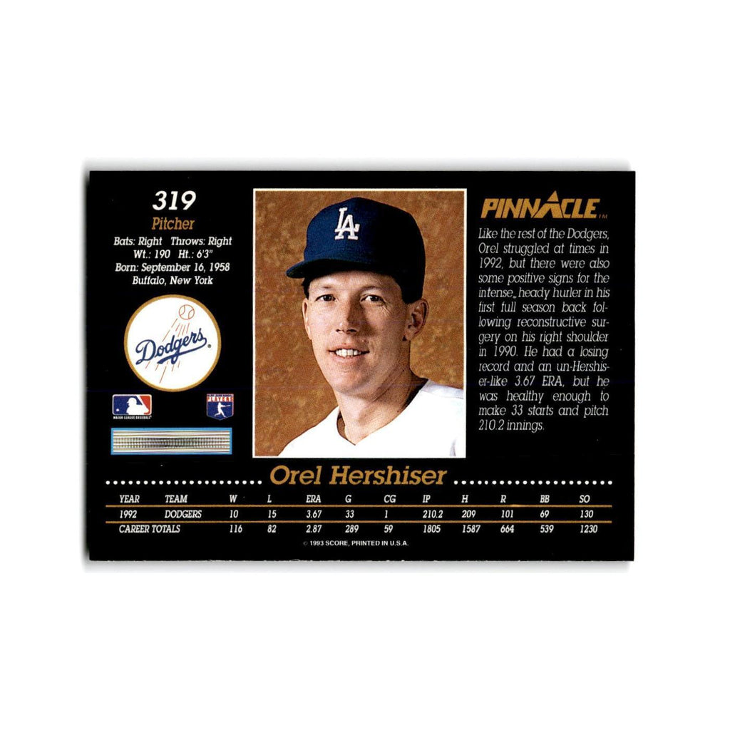 Orel Hershiser 1993 Pinnacle #319 Los Angeles Dodgers Baseball Card NM