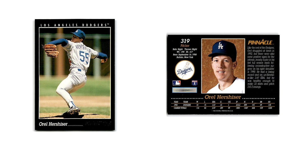 Orel Hershiser 1993 Pinnacle #319 Los Angeles Dodgers Baseball Card NM