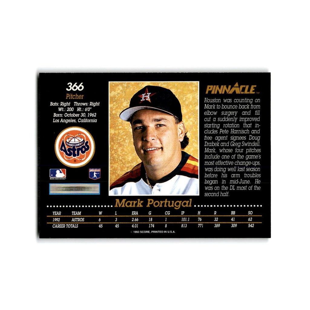Mark Portugal 1993 Pinnacle #366 Houston Astros Baseball Card NM