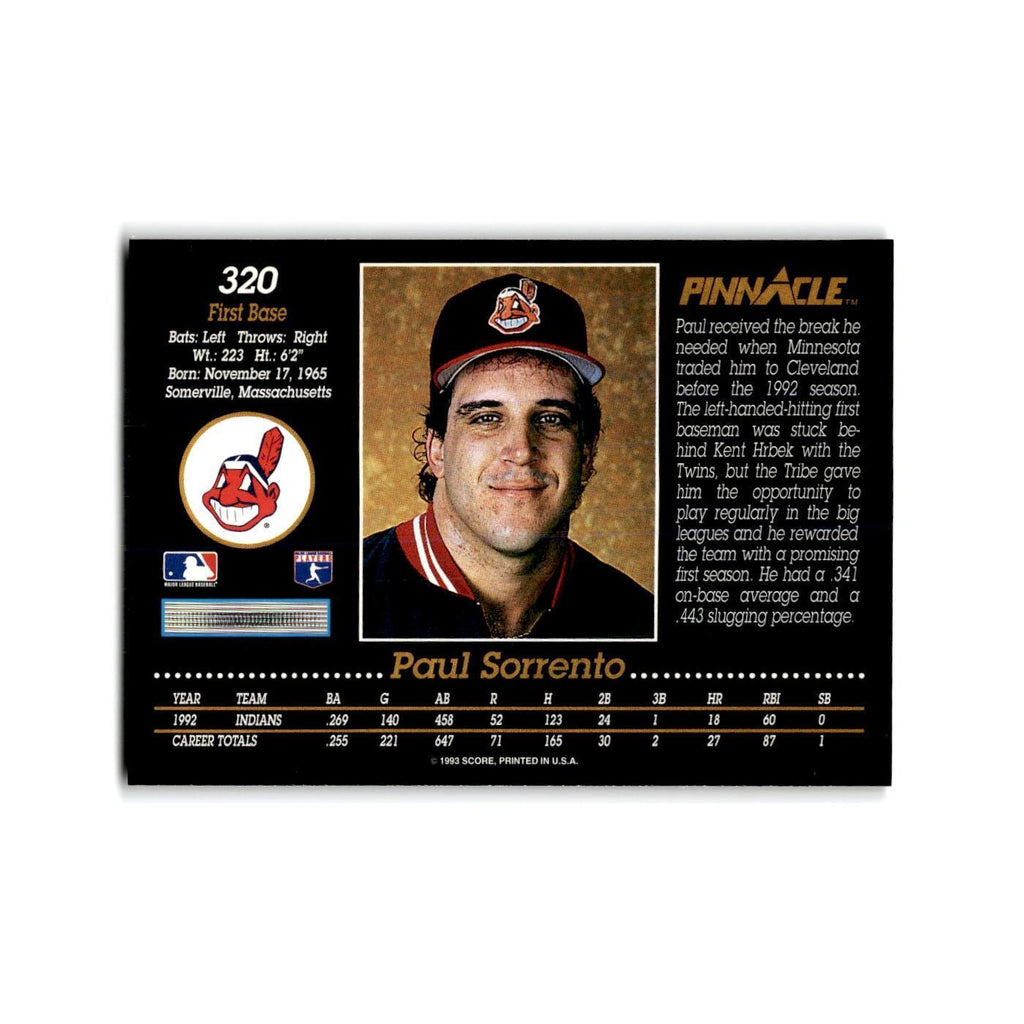 Paul Sorrento 1993 Pinnacle #320 Cleveland Indians Baseball Card NM