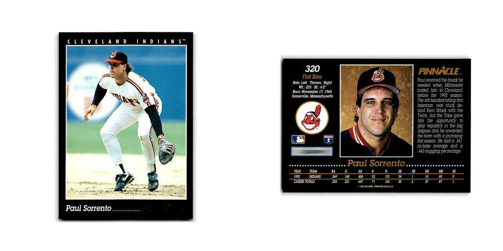 Paul Sorrento 1993 Pinnacle #320 Cleveland Indians Baseball Card NM
