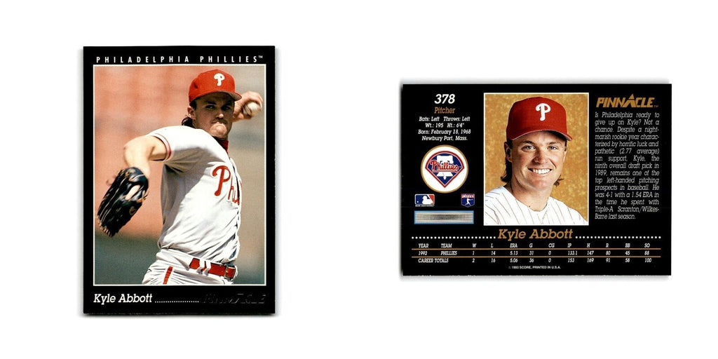 Kyle Abbott 1993 Pinnacle #378 Philadelphia Phillies Baseball Card NM