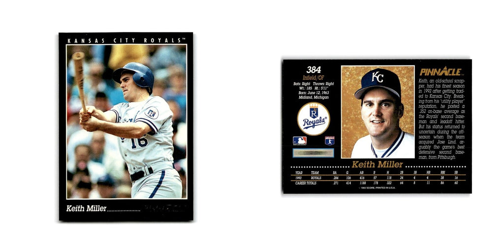 Keith Miller 1993 Pinnacle #384 Kansas City Royals Baseball Card NM