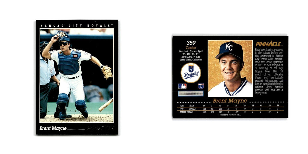 Brent Mayne 1993 Pinnacle #359 Kansas City Royals Baseball Card NM