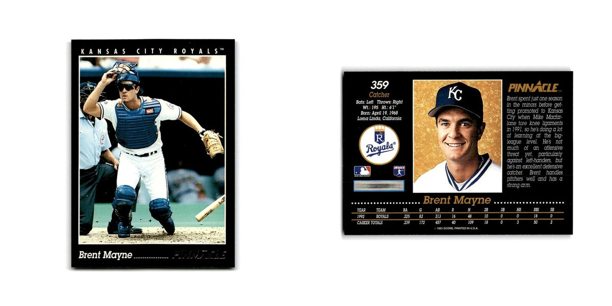 Brent Mayne 1993 Pinnacle #359 Kansas City Royals Baseball Card NM