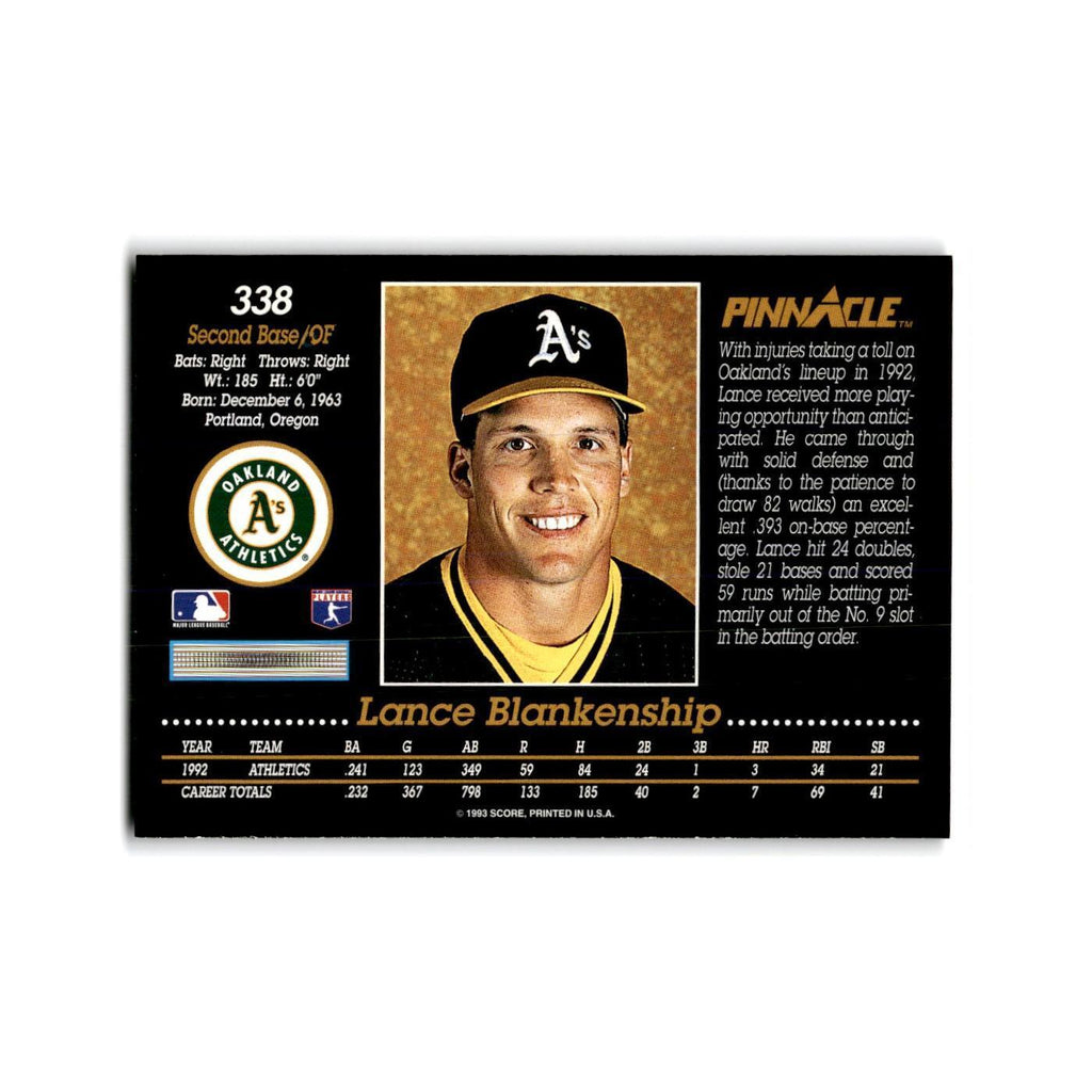 Lance Blankenship 1993 Pinnacle #338 Oakland Athletics Baseball Card NM
