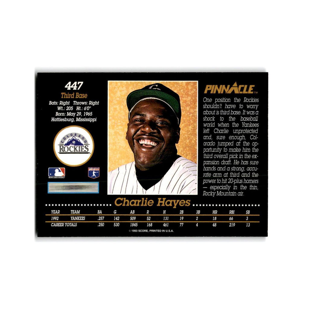 Charlie Hayes 1993 Pinnacle #447 Colorado Rockies Baseball Card NM